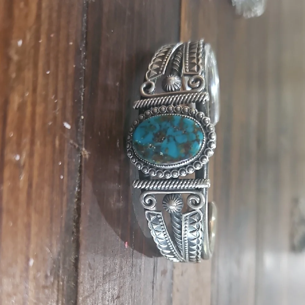 Antique Vintage Royston Turquoise Cuff Delbert Gordon Master Navajo Silversmith